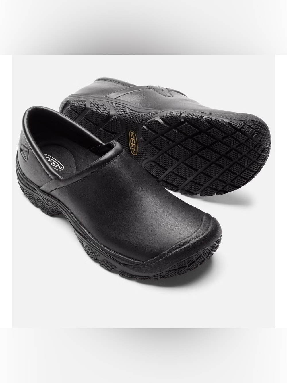 Keen Men's PTC Slip-On Work Shoes black leather size 10.5